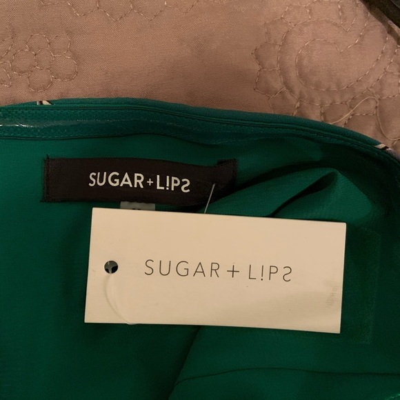 77. Sugar + Lips Green Spaghetti Halter Dress - Picture 8 of 12
